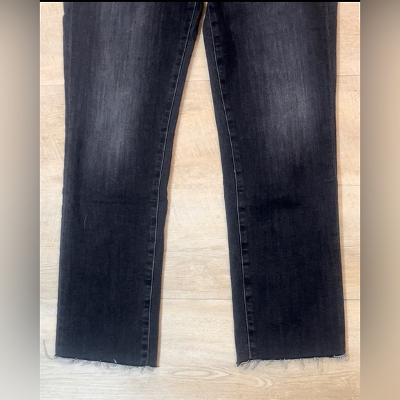Edwin Bree Slim Straight Crop High Rise Raw Hem Black Wash Jeans Size 29 - Picture 3 of 10